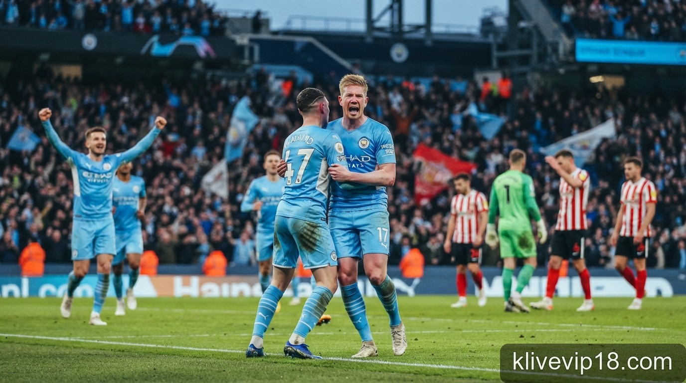 Man City chiếm ngôi đầu Premier League sau màn rượt đuổi tỷ số kịch tính trước Sunderland